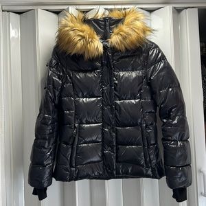 AQUA down& feather puffer jacket navy-blue